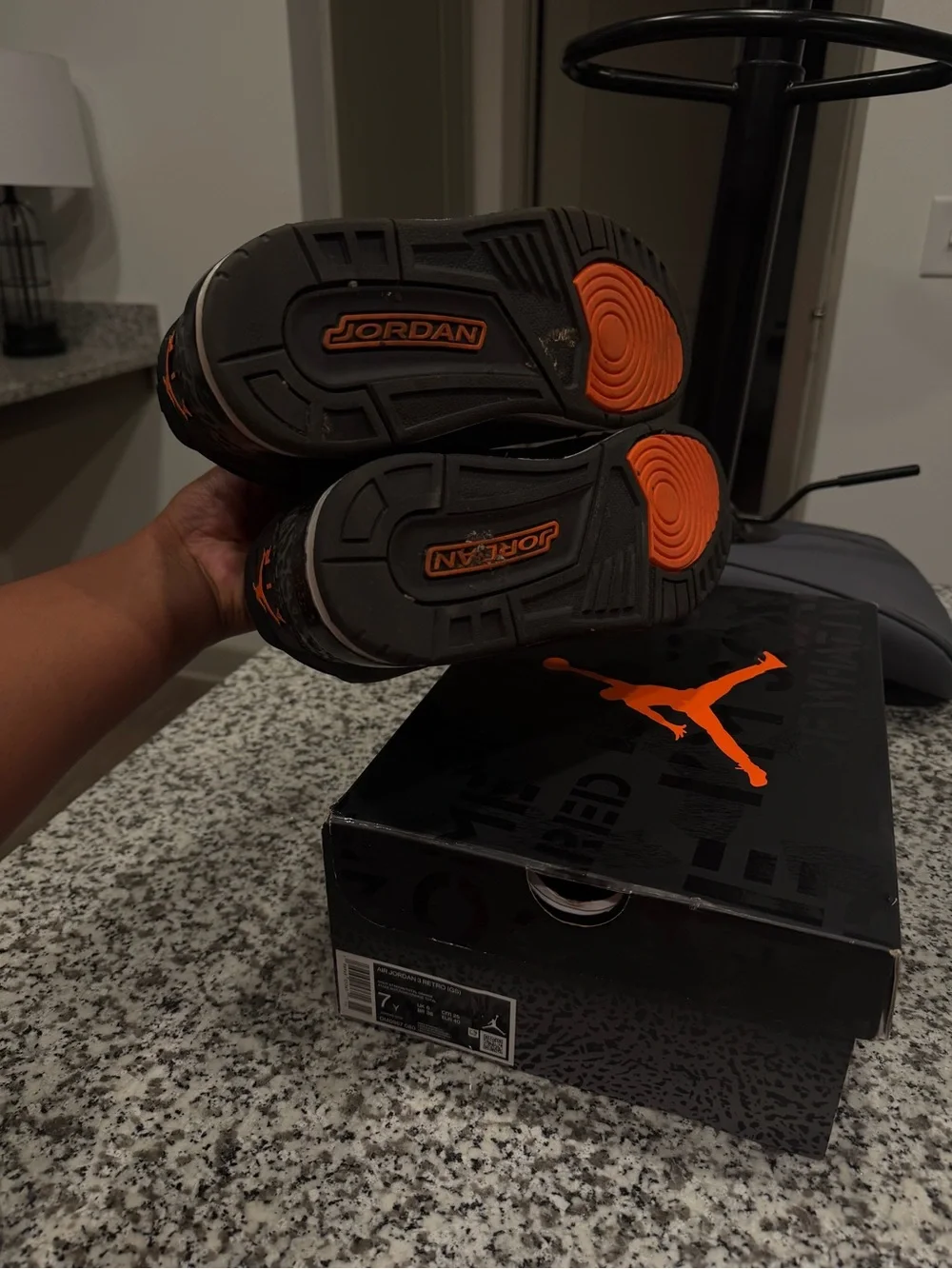 Jordan Retro Sneakers in Black and Orange Accents